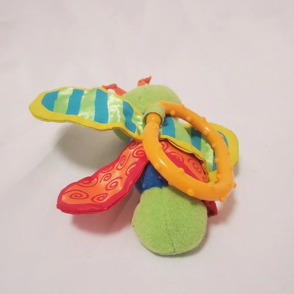 Plush Butterfly Baby Rattle Teether Toy Crinkle Wings Green Blue Yellow Red